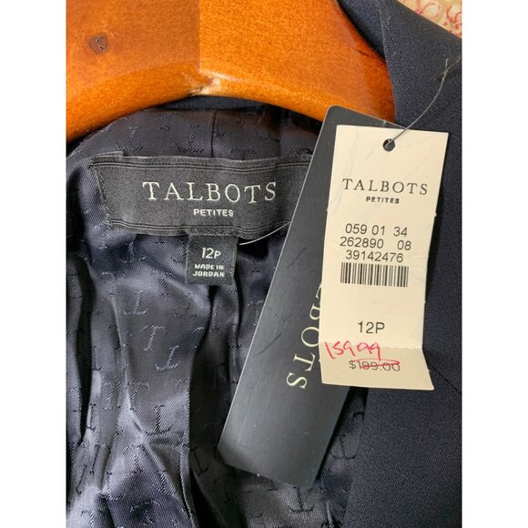 Talbots Black Wool Blend Career Jacket 12P Two Button Single Vent Fully Lined - Picture 2 of 8